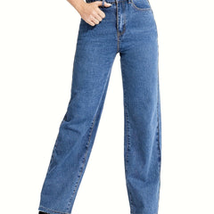 High Waist Straight Jeans Wide Leg Denim