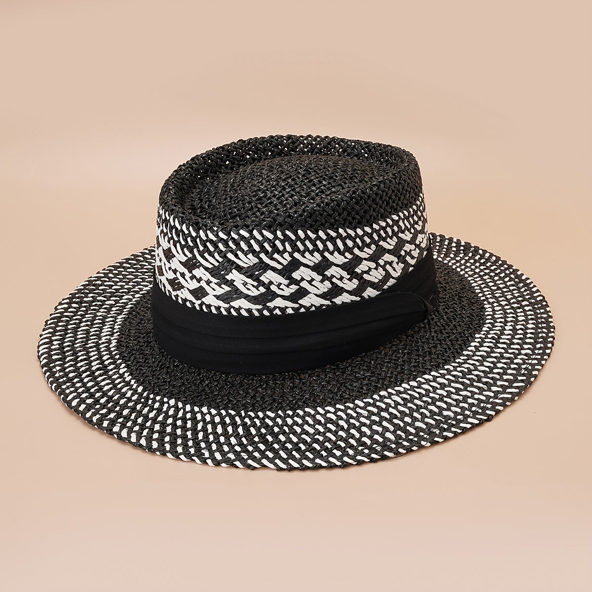 British Style Straw Hat Concave Top Jazz Hat
