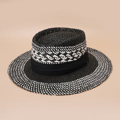 British Style Straw Hat Concave Top Jazz Hat