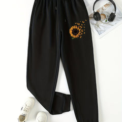 Floral & Butterfly Print Joggers Casual Drawstring Jogger For Spring & Fall