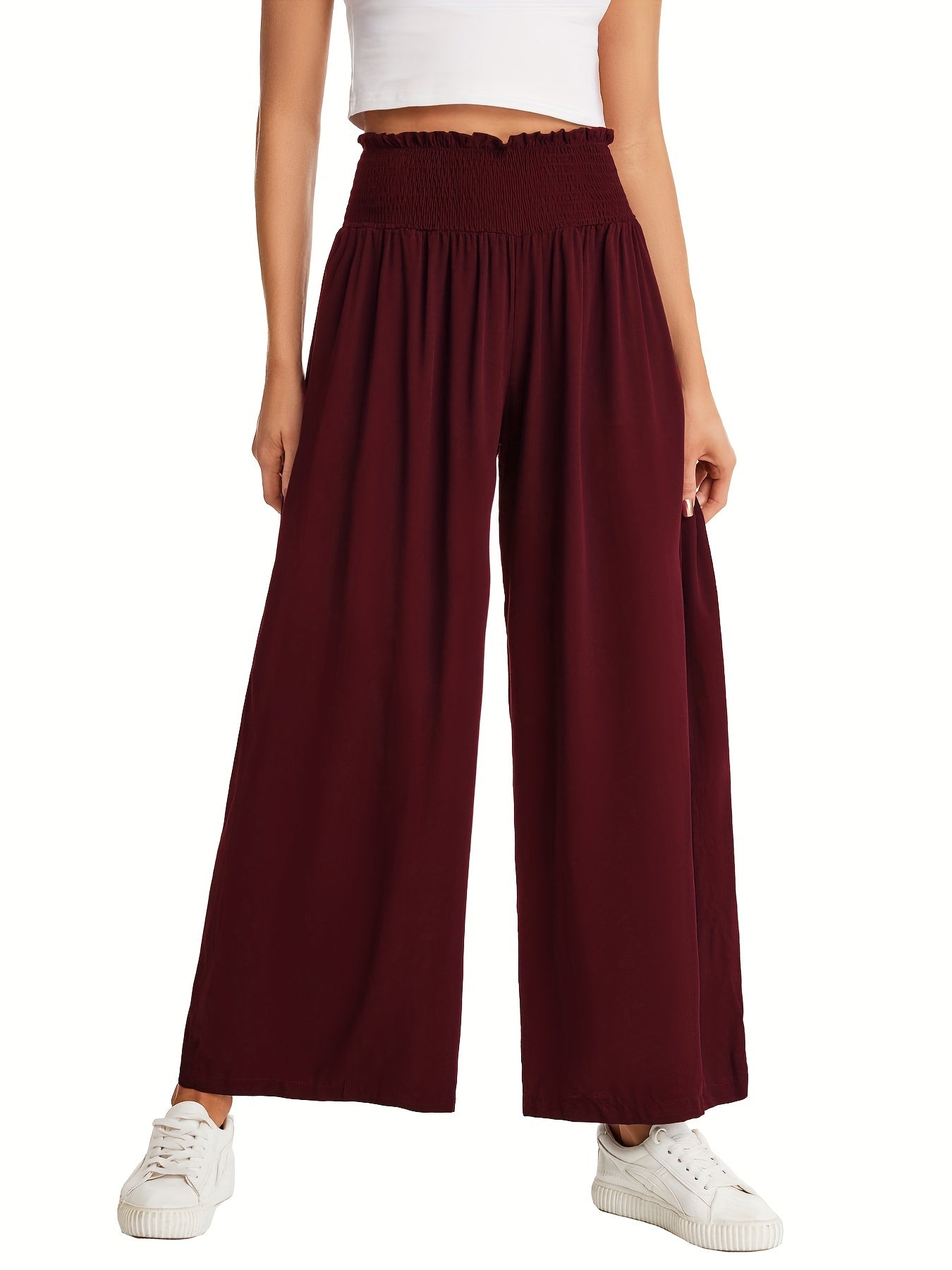 Women's Wide Leg High Waist Casual Trousers