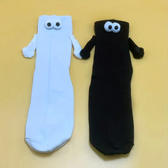 4 Pairs Hand In Hand Socks, Cartoon Eyes Decor Women's Stockings