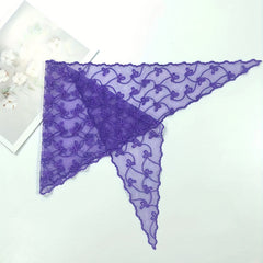 Purple Lace Triangle Scarf Thin Breathable Embroidered Shawl