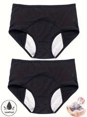 2 Pack Plus Size Period Underwear Women's Plus Eyelet Leakproof High Rise