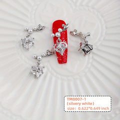 Heart Pearl Crystal Gems Nail Charms 2 Pcs