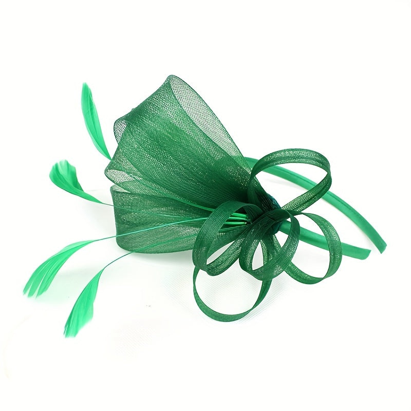 Green Feather Fascinators Hat Bridal Headband Cocktail Tea Party Headwear