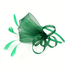Green Feather Fascinators Hat Bridal Headband Cocktail Tea Party Headwear