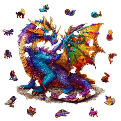Gemstone Dragon Wooden Puzzle Irregular Animal Shape Jigsaw Game