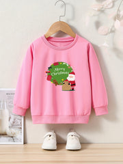 Merry Christmas Santa Print Crew Neck Sweatshirt Kids Clothes