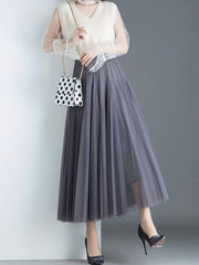 Pleated Tulle Skirt for Women Spring & Fall Wear