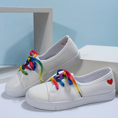 Women's Heart Pattern Canvas Lace-Up Outdoor Sneakers