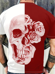 Skull And Roses Mens 2 Piece Outfit Block T-shirt And Sweatpants Set