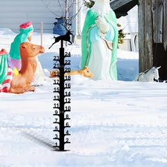 Elk Snow Gauge Garden Stake Christmas Deer Metal Snow Depth Measuring Ruler