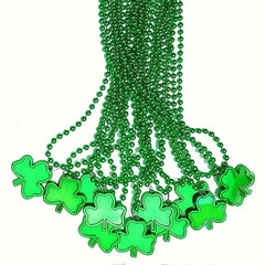 St Patrick's Green Clover Bead Necklace, Party Holiday Decorations
