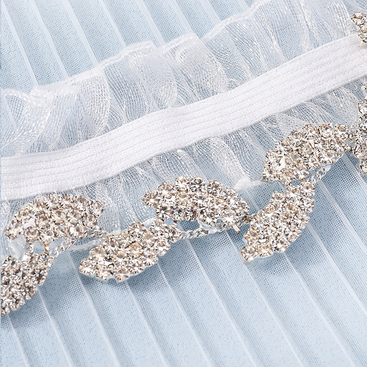 Rhinestone Leaf Lace Bridal Garter, Flower Lace Belt, Stretch Garter, Costume
