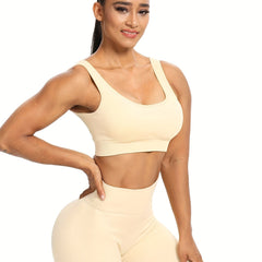 Ribbed Yoga Set: Sports Bra & High Waist Shorts