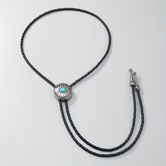 Leather Braided Necklace Vintage Cowboy Collar With Bow Tie For Men