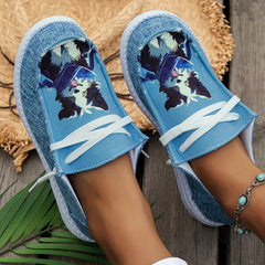 Women's Cartoon Dog Pattern Lace-up Casual Sneakers