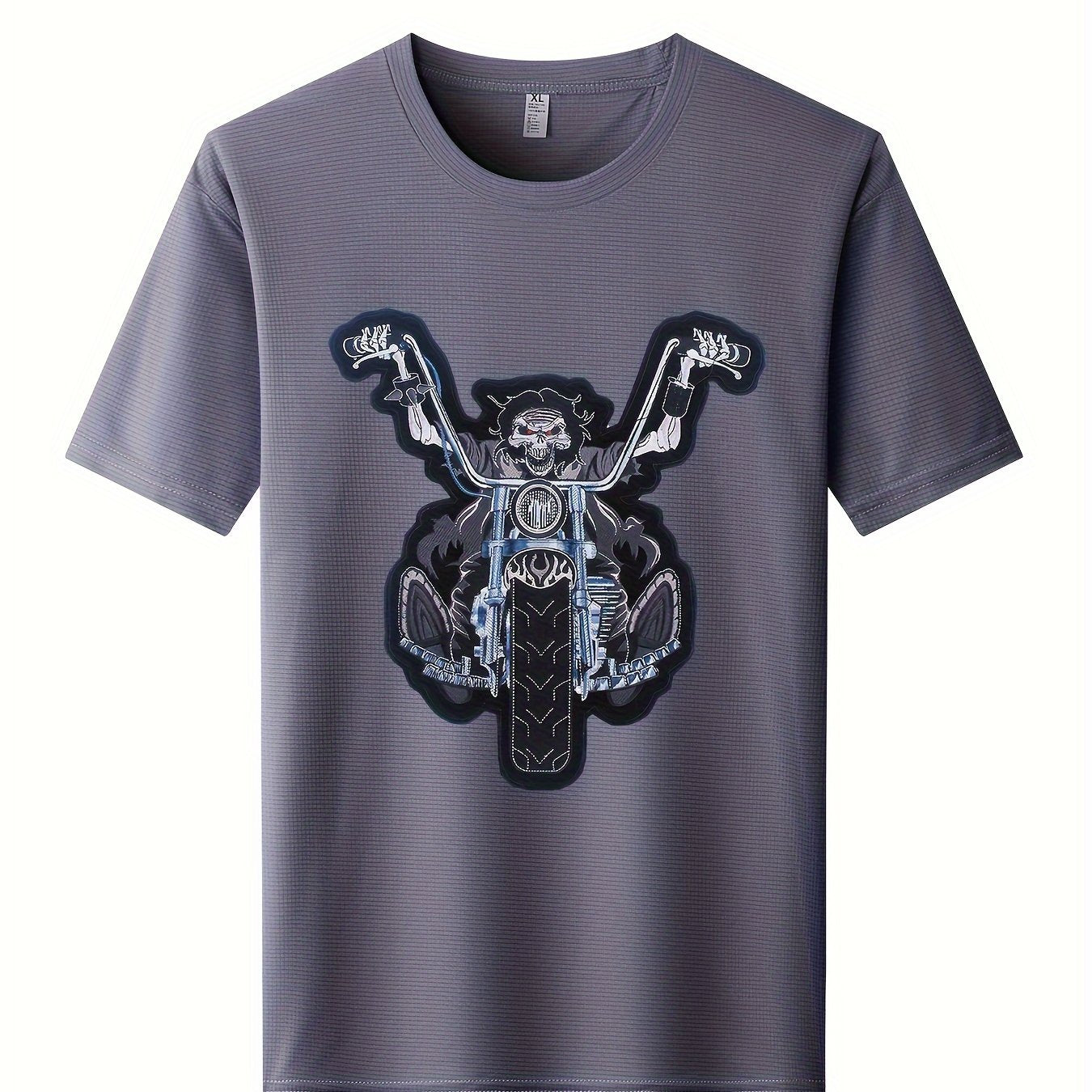 Skeleton Motorcycle Print Men's Quick Dry T-shirt