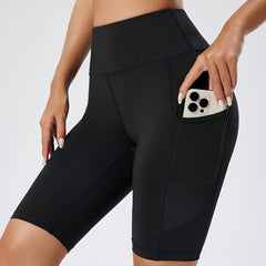 High Waisted Two Side Sports Shorts With Pockets
