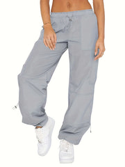 Wide Leg Parachute Pants Solid Casual Every Pants Women's Clothing