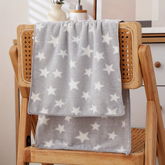 2pcs Star Pattern Bath and Hand Towel Set Absorbent Coral Fleece Towels