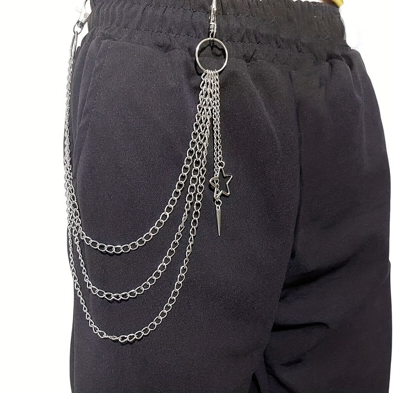 Star 3 Layer Waist Chain Decorative Pant Chain Hip Hop Rock Chain Punk Belt
