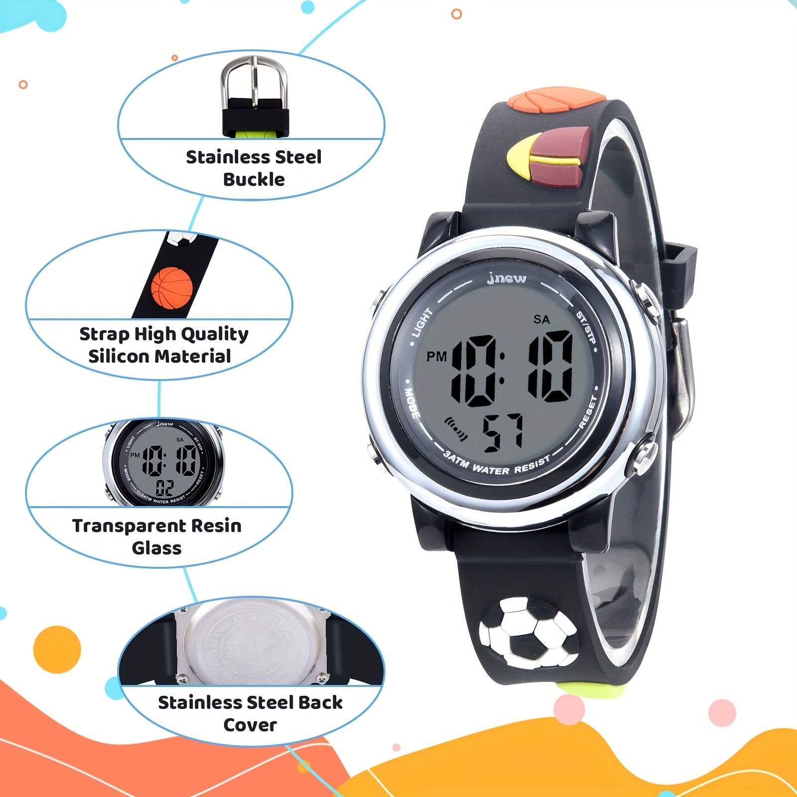 Cartoon Print Round Dial Silicone Watch Quartz Watch