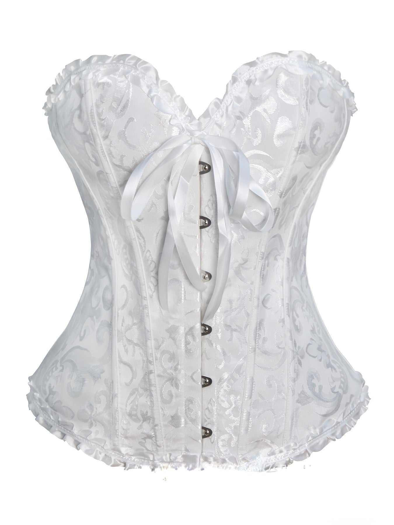 Jacquard Lace Up Bustiers Ruffle Strapless Corsets