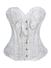 Jacquard Lace Up Bustiers Ruffle Strapless Corsets