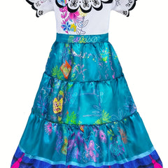 Girl's Graffiti Pattern Short Sleeve Dress Halloween Costume