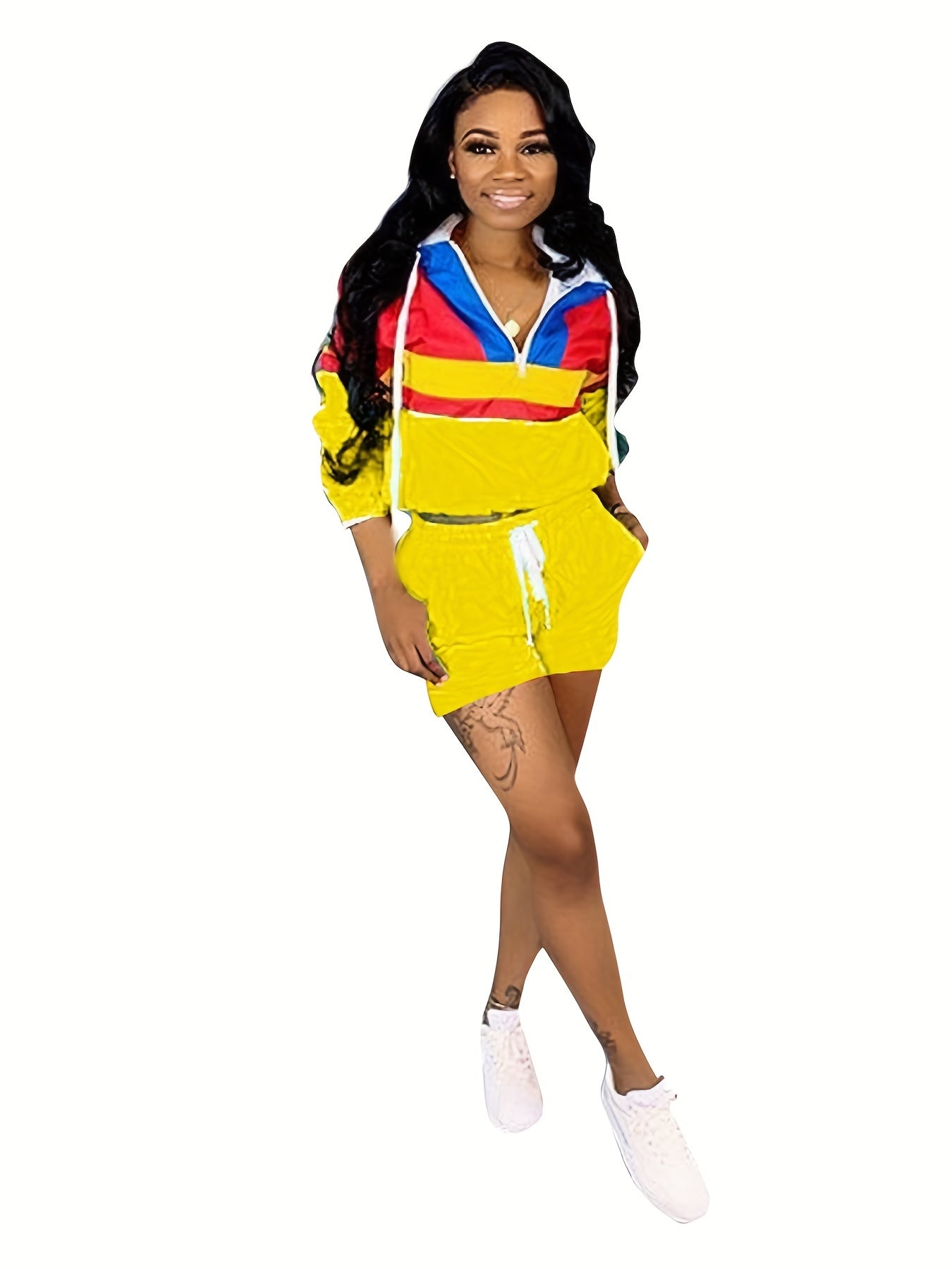 Sun Protection Hooded 2 Piece Athletic Suit for Women