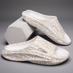 Men Graffiti Cloud Slides Pillow Slippers Lightweight Comfortable Open Toe Shoes