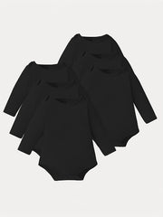 6pcs Baby Girls Triangle Bodysuits Cotton Long Sleeve Rompers
