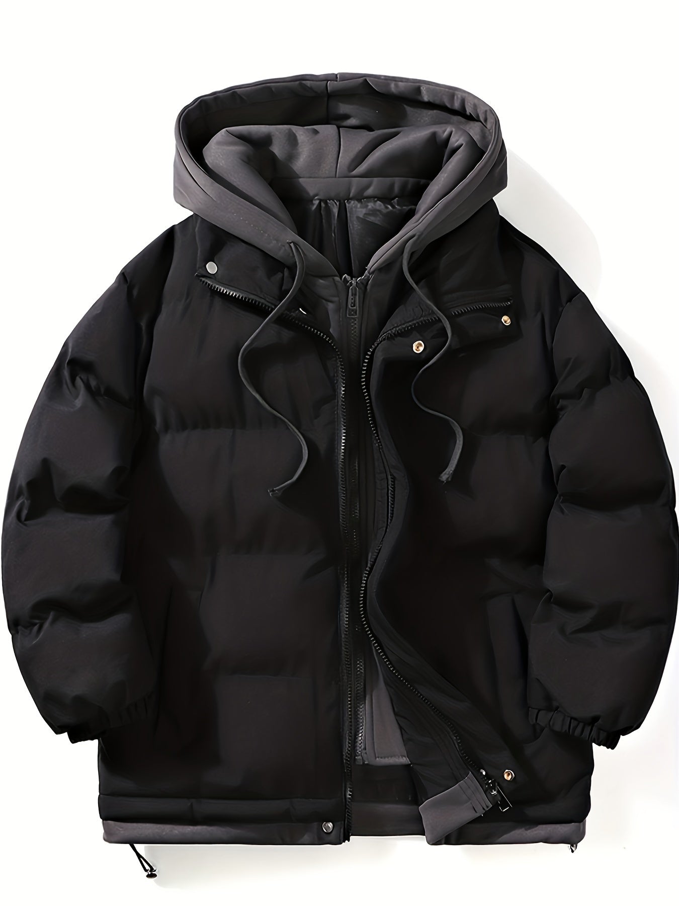 Men's 2 In 1 Casual Outdoor Sports Zip Padded Hooded Jacket