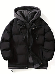 Men's 2 In 1 Casual Outdoor Sports Zip Padded Hooded Jacket