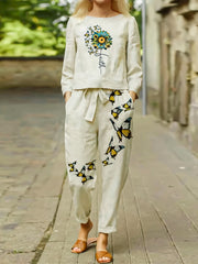 Butterfly & Sunflower Print Two Piece Set