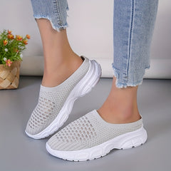 Women's Comfy Sock Sneakers Breathable Slip On Mules Casual Flat Shoes