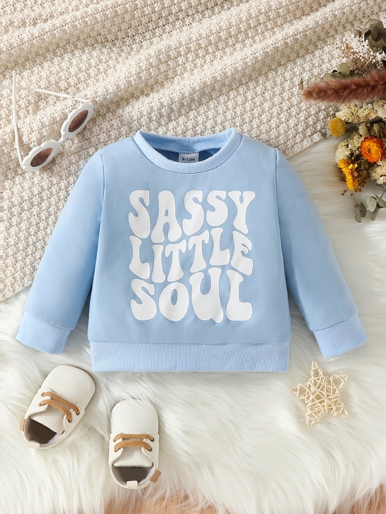Casual Sweatshirt 'Smart Little Soul' Letter Print Round Neck Pullover