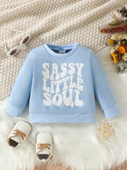 Casual Sweatshirt 'Smart Little Soul' Letter Print Round Neck Pullover