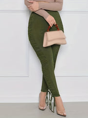 Casual Leggings Women's Plus Solid Ribbed High Rise Leggings