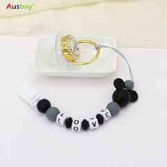 2pcs Personalized Pacifier Clip With Name Customized Chain Silicone