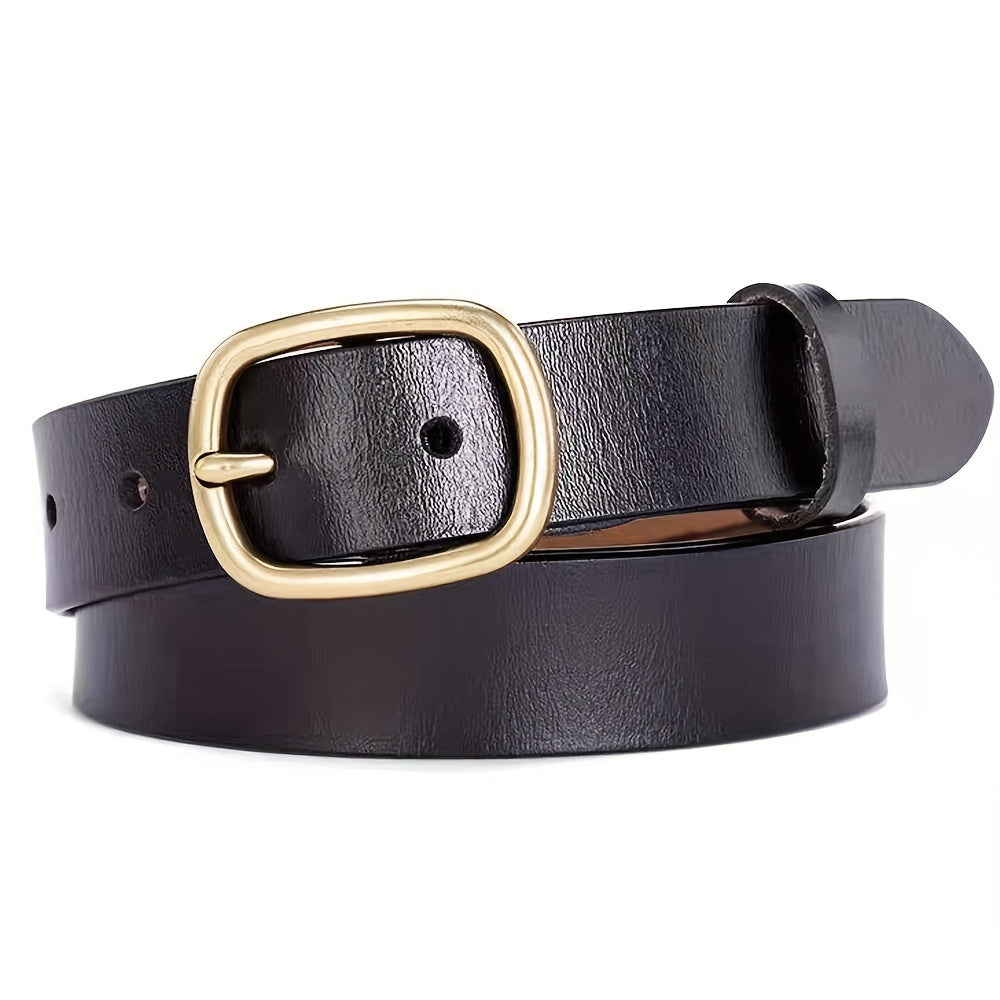 Leather Belt Copper Buckle Solid Belt Unisex Jeans Pants Belt