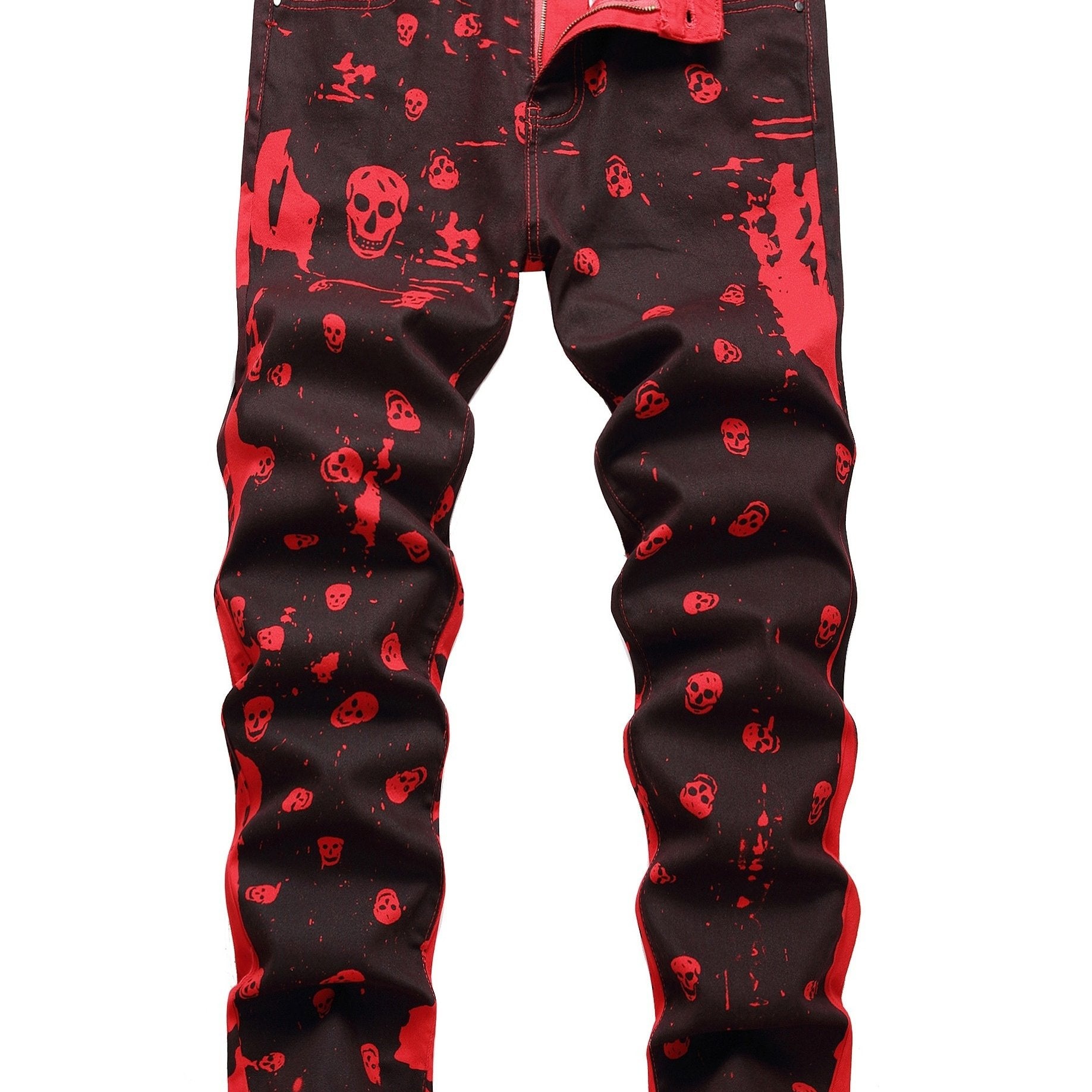 Men's Skull Pattern Jeans Streetwear Denim Pants