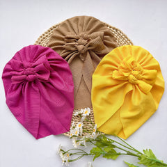 Soft Elastic Strip Flower Baby Hat With Kelp Knot Hat For Girl