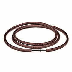 3mm Wax Leather Cord Choker Necklace Stainless Steel Clasp Thin 16 30 Mens