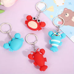 4pcs Ocean Cartoon Crab Lobster Doll Keychain Pendant Gift