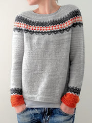 Block Crew Neck Pullover Sweater Long Sleeve Casual Knitwear