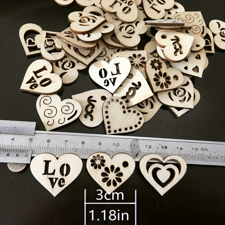 20pcs 1 18in DIY Wooden Love Heart Mix Shapes for Painting and Decoration