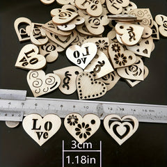20pcs 1 18in DIY Wooden Love Heart Mix Shapes for Painting and Decoration